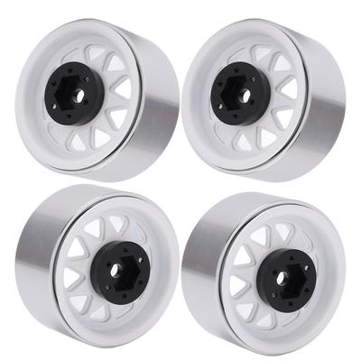 4pcs Metal 1.9 Inch Wheel Rims 10 Triangle Hole Hub for AXIAL SCX10 110 RC Climbing CarWhite