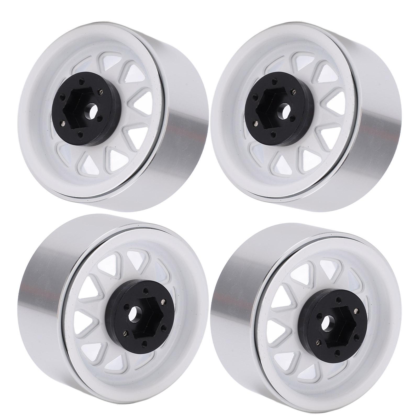 

4pcs Metal 1.9 Inch Wheel Rims 10 Triangle Hole Hub for AXIAL SCX10 110 RC Climbing CarWhite