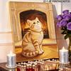 5D Pearl Kit Pearl Cat Cozy Fireplace Design DIY Enamel Art for Living Room Bedroom Wall Decoration Handmade Gift