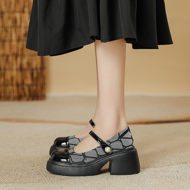 Retro Xiaoxiangfeng thick heel Mary Jane shoes women's spring new thick-soled muffin bottom Japanese single shoes versatile small leather shoes