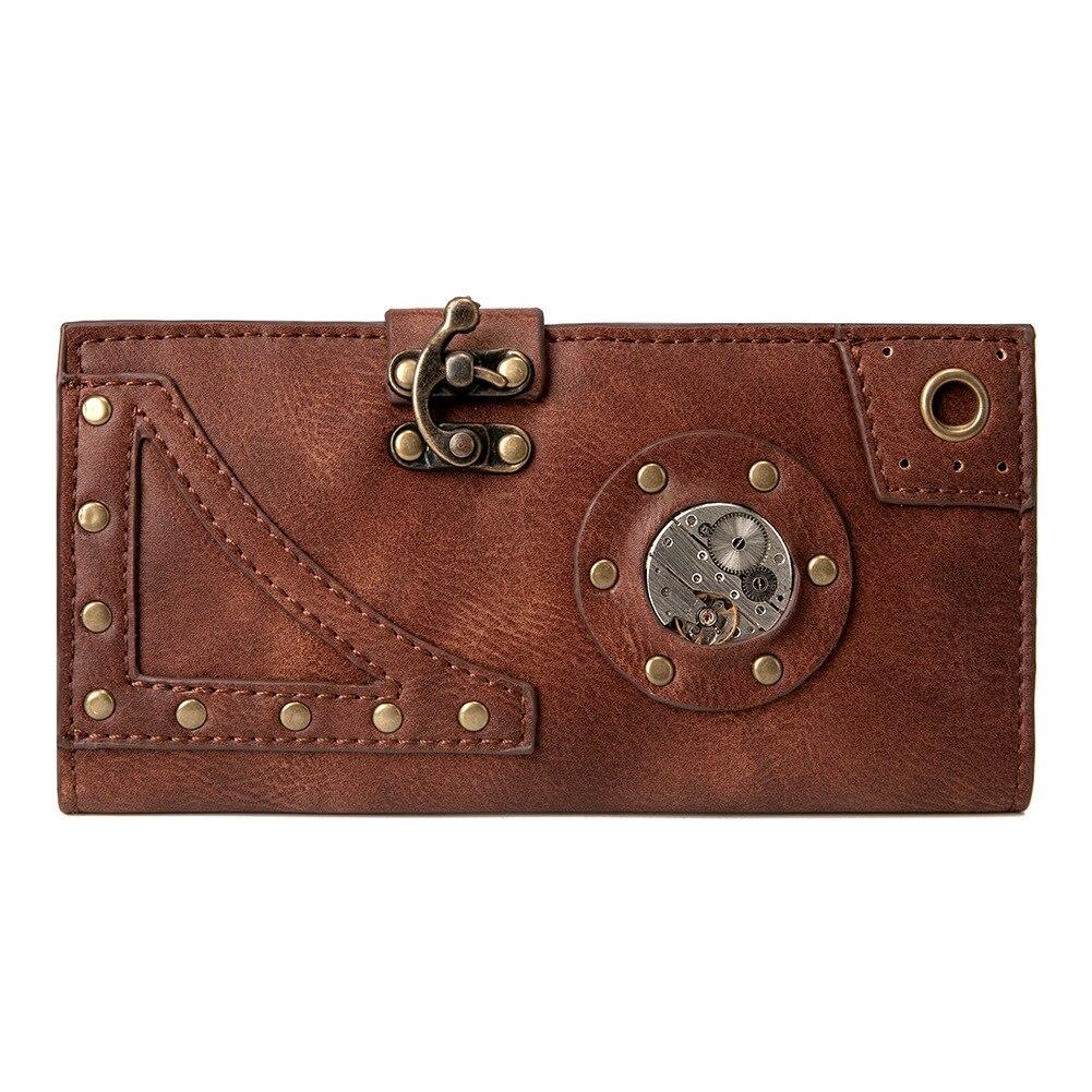 Johnature Vintage Long Wallet Card Holder Unisex Steampunk High Quality Pu Leather Solid Color Large Clutch Wallets