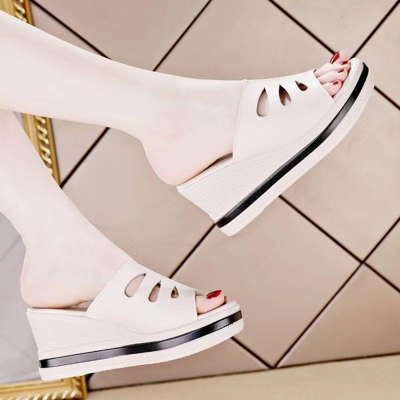 Fashion Shoes for Women Summer Fashion Platform Wedges Comfortable Slip On Slippers Casual Beach Shoes PU Non-slip Sandalias De Mujer