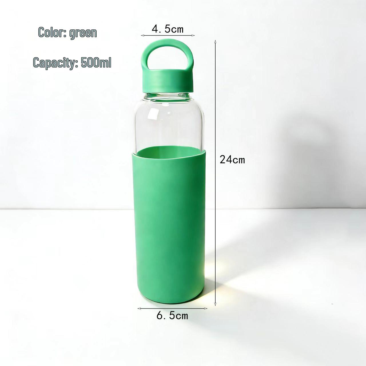 

Borosilicate Glass Cup with Handle & Anti-scald Silicone Sleeve - Portable Outdoor Sports Bottle, Customizable Logo 500ml Sodium Calcium