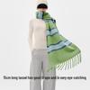 Bananain Women's Color Block Wool Blend Tassel Scarf