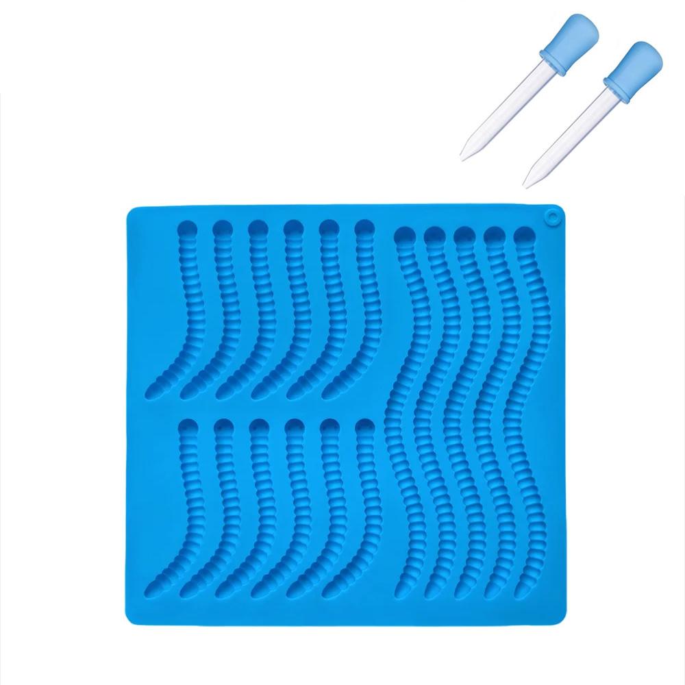 

Силиконовая форма для мягких конфет «Мармеладные червячки», сделай сам, для шоколадных конфет, пудинга, печенья, лоток для льда для фруктовых перекусов, антипригарная форма для выпечки темно-синий