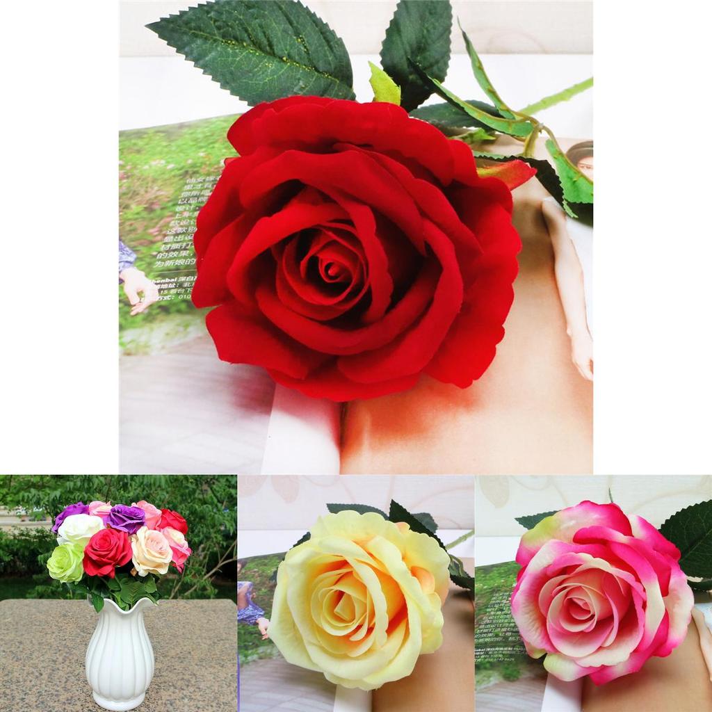 Elegant 5set Artificial Silk Fake Flowers Rose Bouquet For Wedding And Home Decor