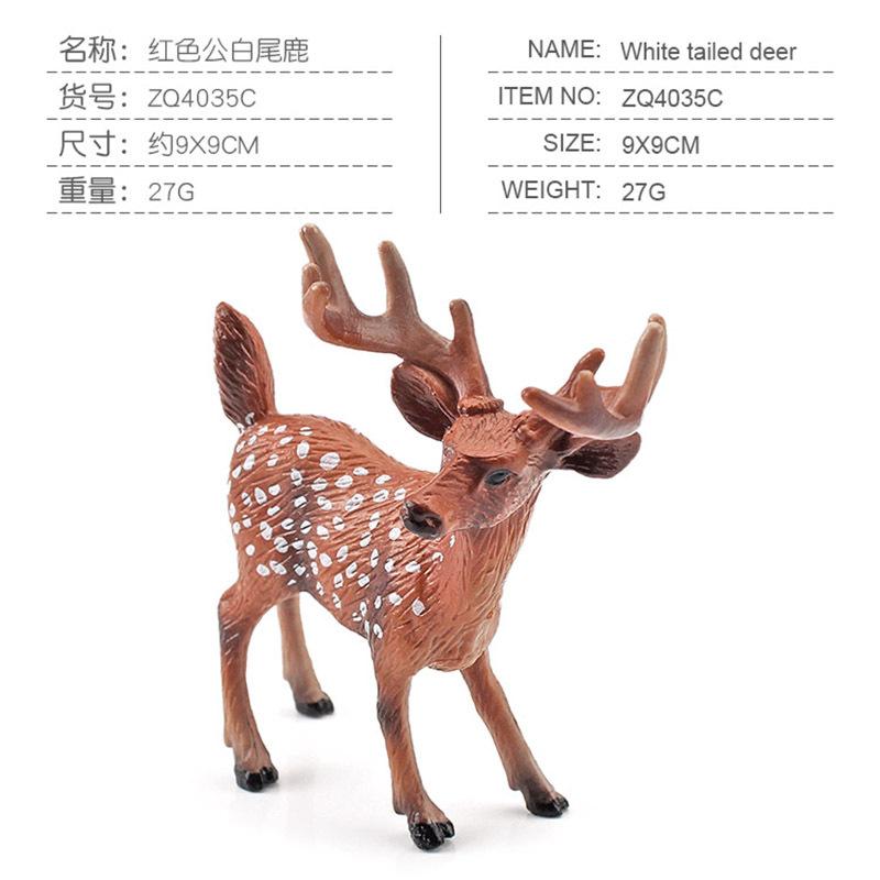 Children'S Science And Education Cognition Simulation Forest Animal Red White-Tailed Deer Elk Sika Deer Model Ornament Toy