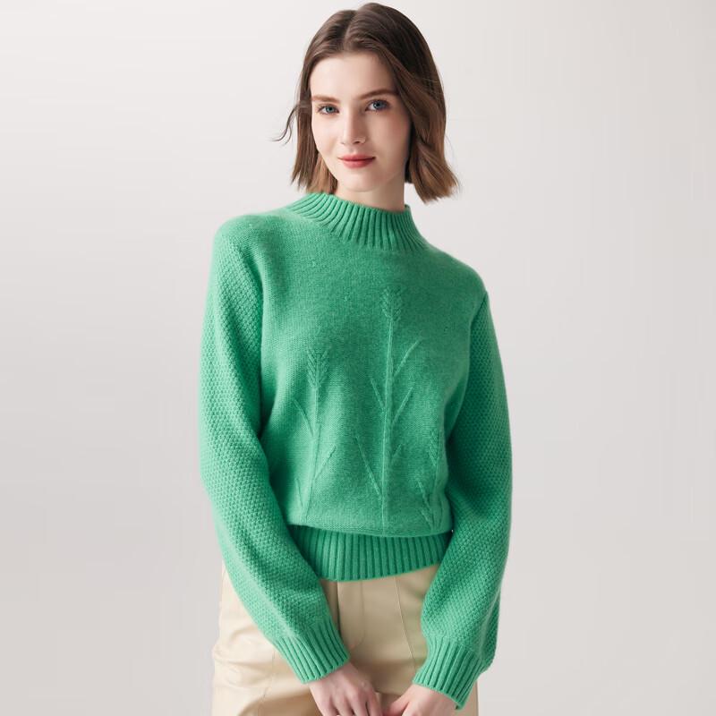 Paluo Women's Thickened 100% Cashmere High-Neck Jacquard Sweater