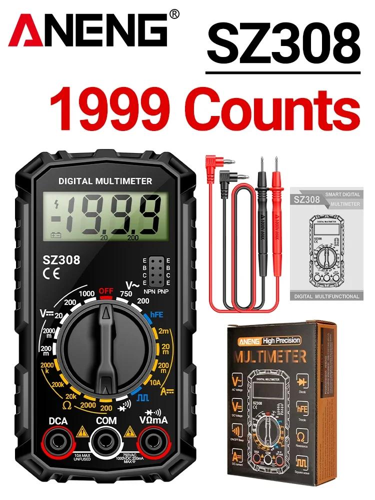

SZ308 Square Wave Digital Multimeter Meter Tool Counts HFE Triode Buzzer 1999 AC/DC Voltage 10A Current Multimeters Tester