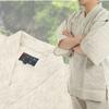 [Edoten] [Our Original!] Shijira-woven Jinbei with Japanese Pattern (Beige/Off-White) (L, Rounded Shades, Off-White)