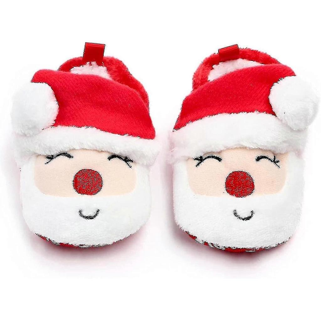 Christmas Baby Winter Shoes Newborn Plush Warm Snow Boots Christmas Santa Soft Soled Toddler Shoes13cm
