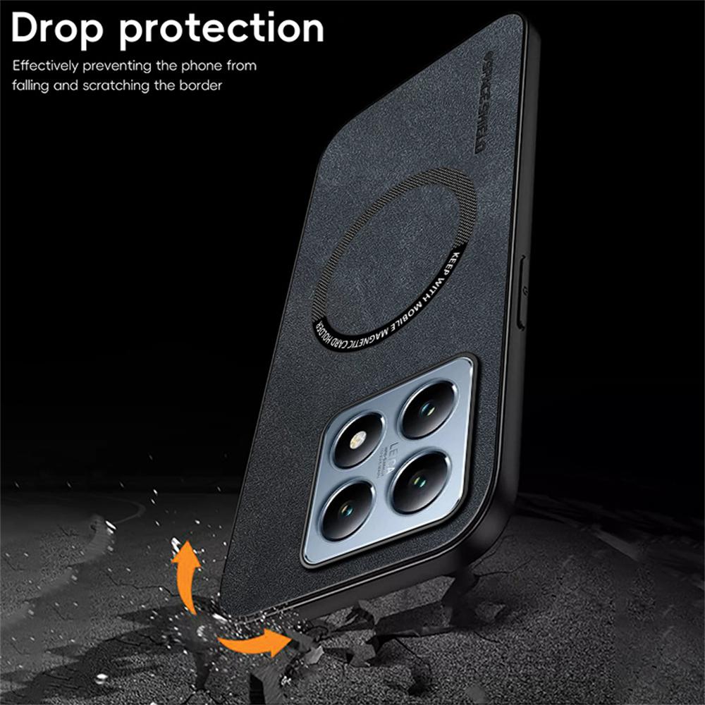 WANLONFENG YBP Series For Xiaomi 14T Pro Magnetic Case with Tempered Glass Film PU+TPU Phone Cover Large Cutout