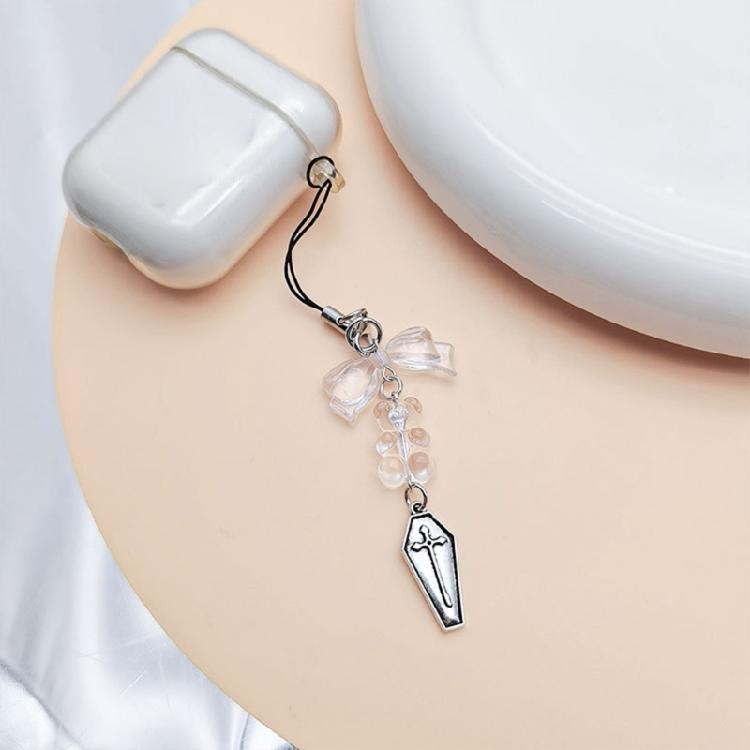 DIY Crystal Heart Phone Strap with Cute Bowknot Wing Heart Phone Strap Keychain