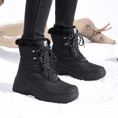 Winter Snow Boots Plush Warm Cotton Shoes Wear-resistant Windproof Sports Outdoor High-top Lace-up Boots Large Size