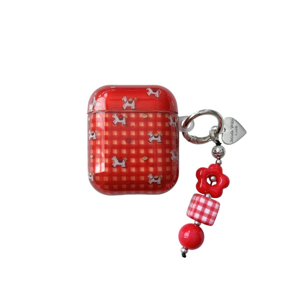 Red plaid pony for AirPods1 Apple earphone case 1/1/1 generation AirPods pro1 case