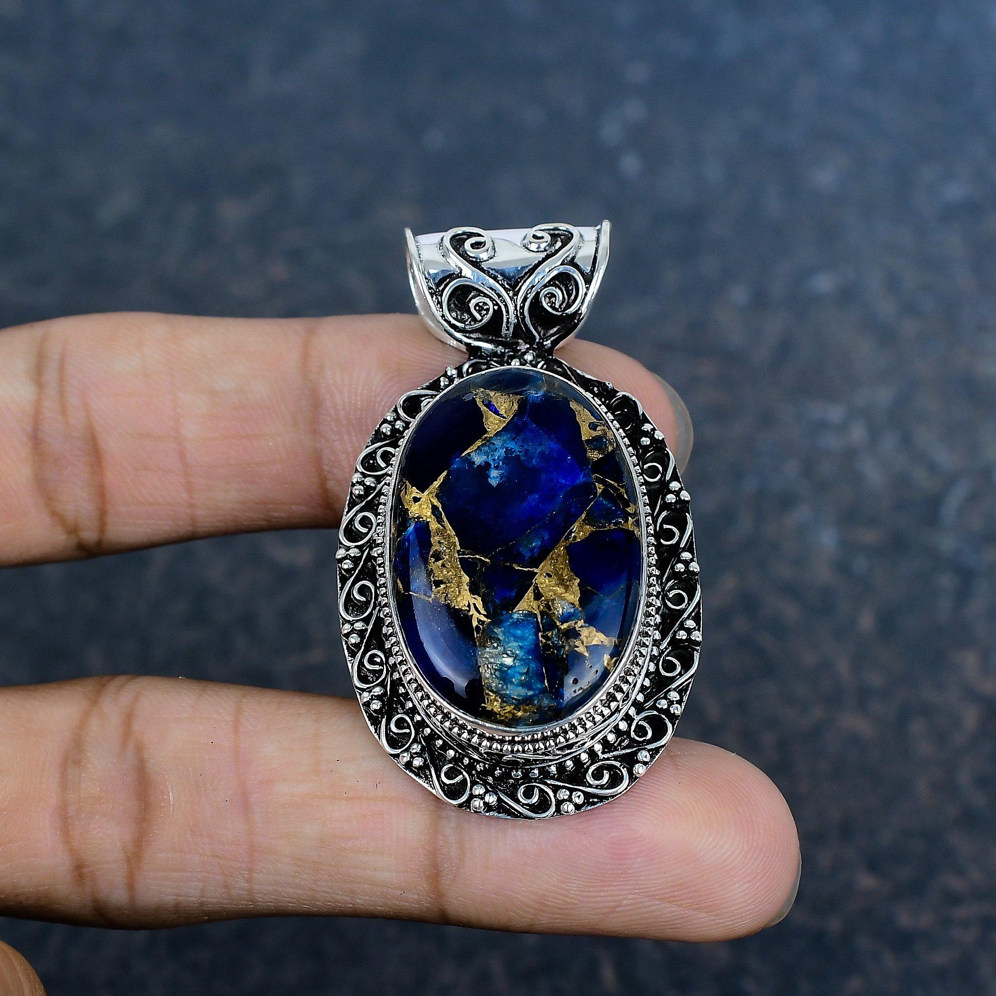 

Медный Синий Турмалин Подвеска из Драгоценного Камня Ручной Работы, Ювелирные Изделия из Стерлингового Серебра 925 пробы, Удивительные Подарки-Подвески для Нее 2.04 Inches