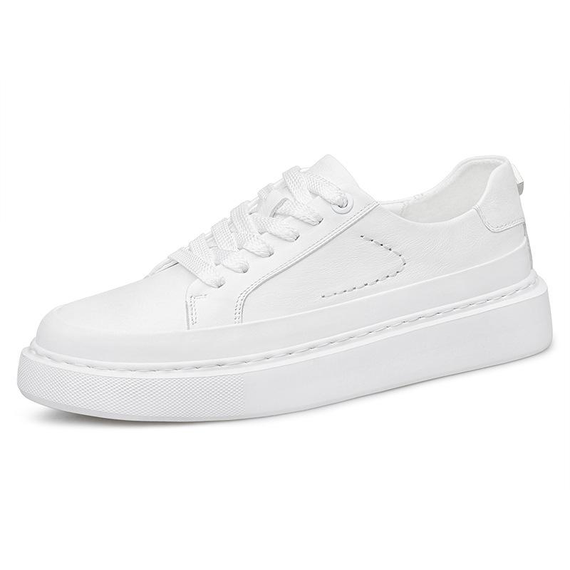 

Первый слой коровьей кожи толстая подошва увеличивает высоту молодежные трендовые борцовки пара повседневные универсальные трендовые спортивно-повседневные туфли мужские 45 белый