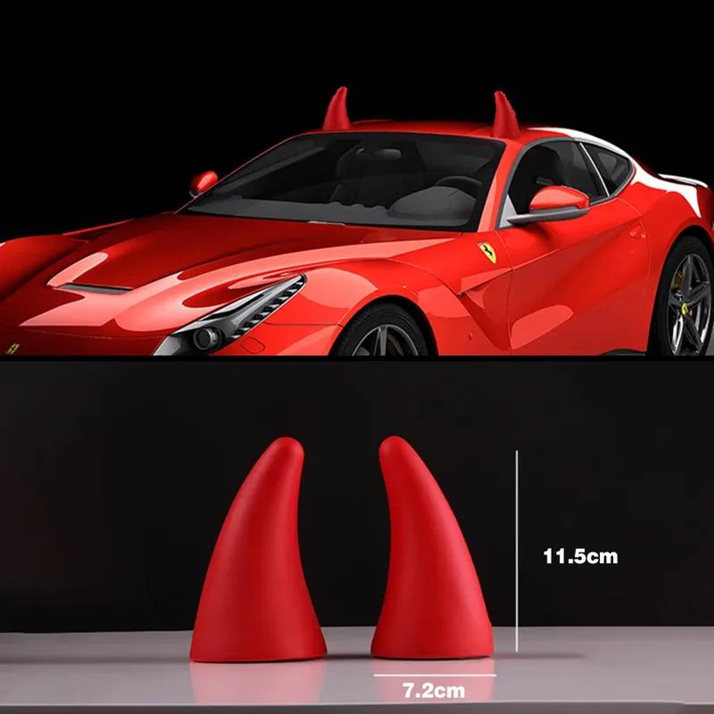 2PCS 3D Devil Horn Car Roof Decoration Stereo Bumper Hood Stickers Car Helmet Sticker Decal for Halloween Ornament Bull Horn