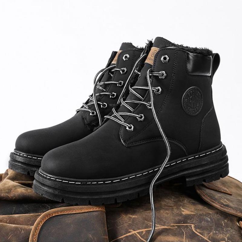 Winter Men's Shoes Warm Men Cotton Shoes Padded Thick Fleece Ankle Boots Lace Up Comfortable Men Boots Wear Resistant