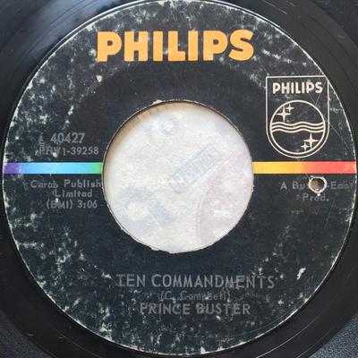 7inch Record PRINCE BUSTER Ten Commandments 40427 Philips 1967 US Reggae Ska Dub Used