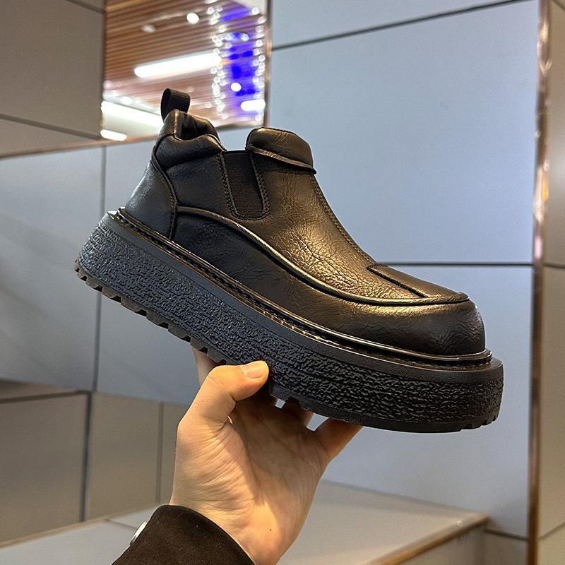 Bottes d'hiver courtes d'extérieur à semelles épaisses rehaussantes Chelsea décontractées