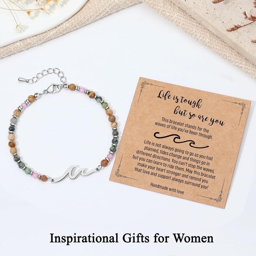 Inspirational Message Wave Bracelet Stainless Steel Beaded Bracelets  Birthday Gift