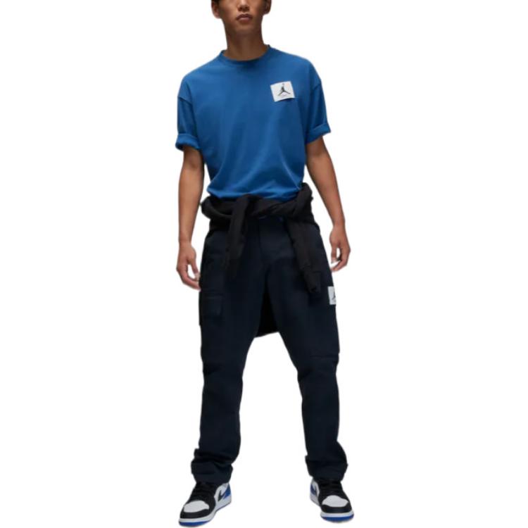 Jordan T-shirt da Uomo con Patch Logo, Girocollo, Manica Corta, Blu Francese DZ0605-486
