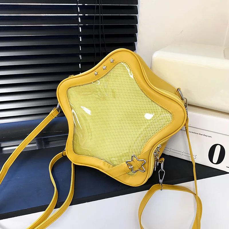 

Transparent School Bag New Italian Fashion Star Messenger Bag Ladies Backpack Sweet Display Autumn Bag Italian Popular Bag