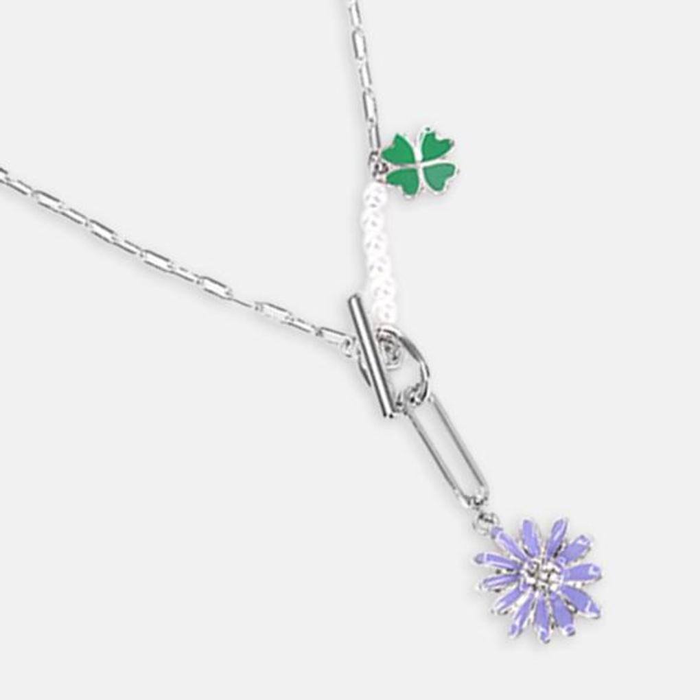 Surgical steel necklace, women's and men's couple flower, 320ZIDA