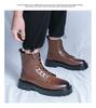 Men's Plus Size Retro High-Top Leather Martin Boots - Thick Sole, Lace-Up, and Wear-Resistant for Height-Increasing Workwear.