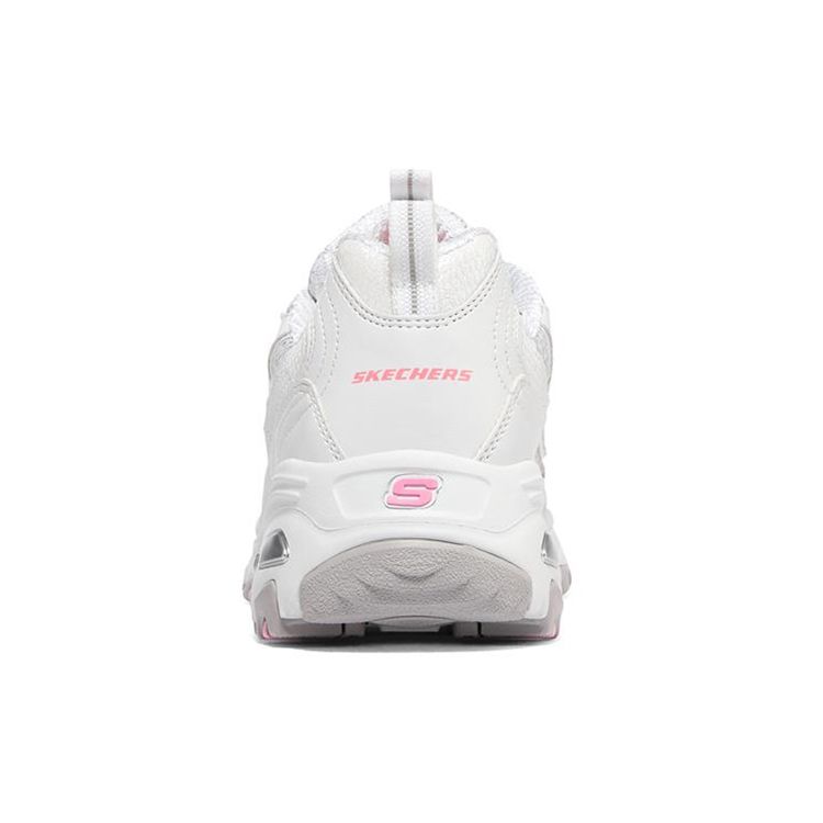 Skechers DLites Cuir 1.0 Classique Rétro Mode Basse Dad Shoes Baskets Femme Blanc Rose 149791-WPK