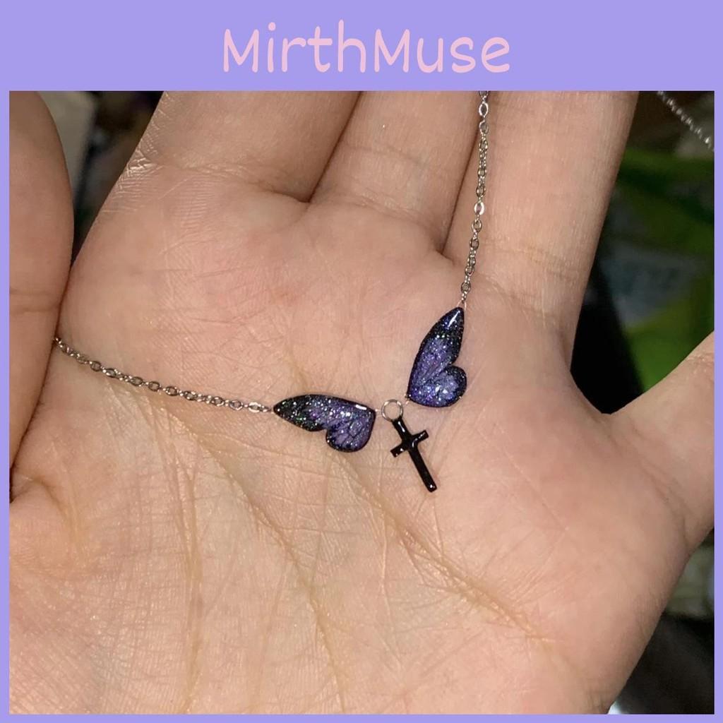 Style Butterfly Natural Drop Oil Necklace With Cross And Wing Design Ladies For