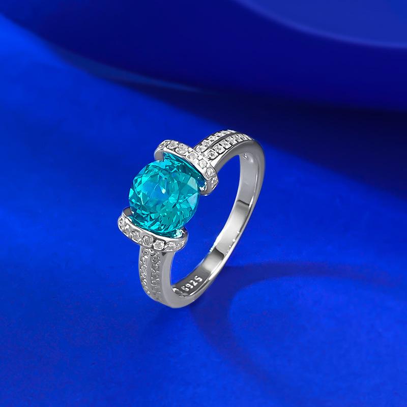 Inel MooKing Jewelry Argint S925 Diamant Culoare Paraiba Rotund