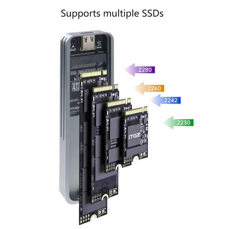 Solid Disk Case M.2 Solid Disk Enclosure Supports 10Gbps Fast Speed Data Transfer Aluminum Heat Dissipation Power Failure Protect