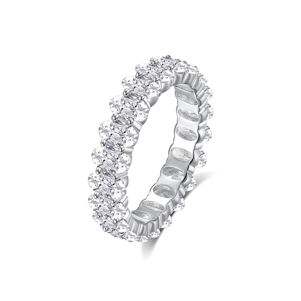 

Unisex S925 Sterling Silver Oval Zircon Diamond Hip-Hop Ring – Elegant European & American Style Size 8