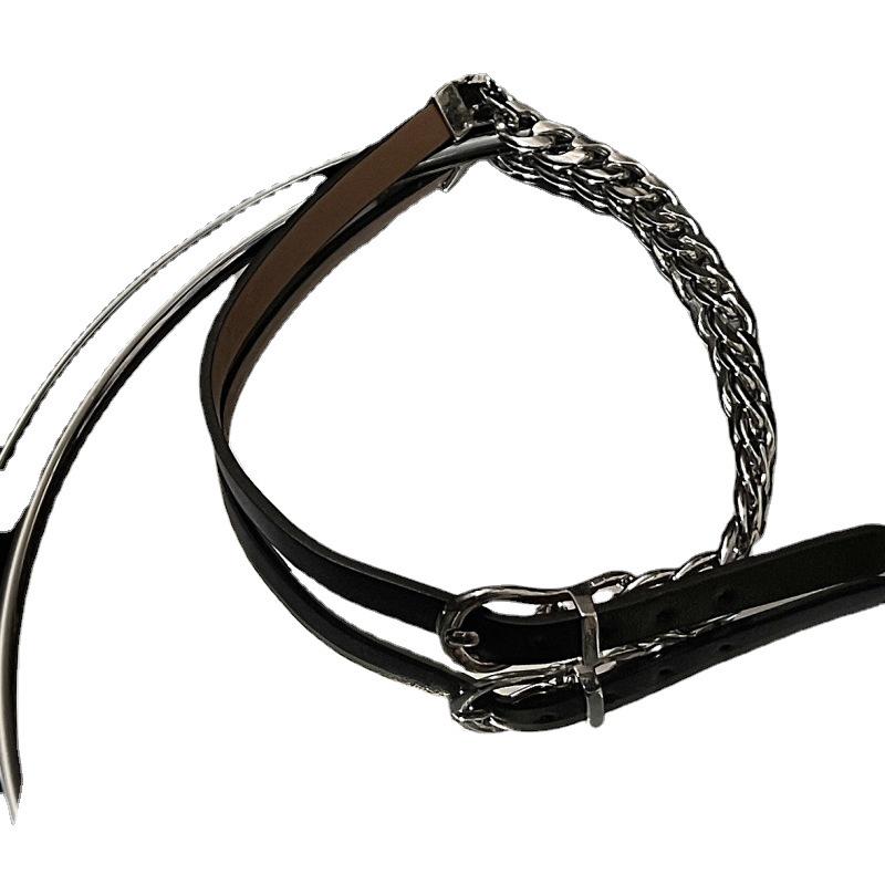 Black Leather Choker Necklace - Elegant Women's Neck Accessory