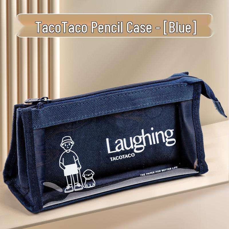 

Mai & TACOTACO Simple Canvas Triangle Pencil Case for Middle School Students - Large Capacity Zipper Stationery Bag