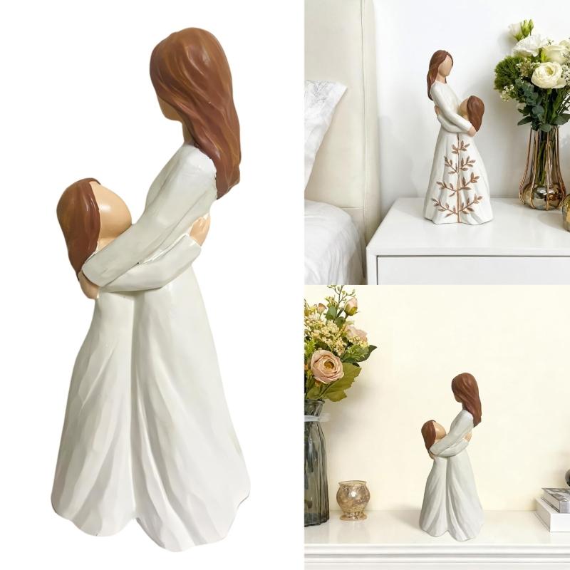 Mother Daughter Figurines Mother Daughter Hugging Statues for Bedroom Desktop Shelf Decors Mother Day Birthday Gift