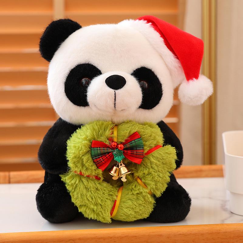 Cute Christmas Panda Plush Doll: Big Panda Hug Pillow Mascot