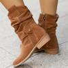 Autumn Winter Women's Boots with Large Low Heels 40-43 Suede Ankle Boots for Women Brown Long Boots