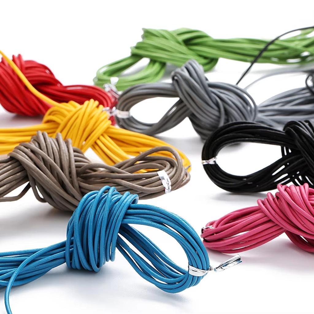 10yards/lot 2mm 100% Genuine Round Leather Cords Jewelry Cords for Leather Bracelet Thread Rope Necklace Jewelry Making Finding