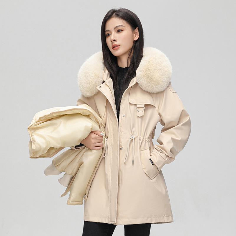 Women's winter new hooded women's versatile fur collar removable one dress three wear women's coat