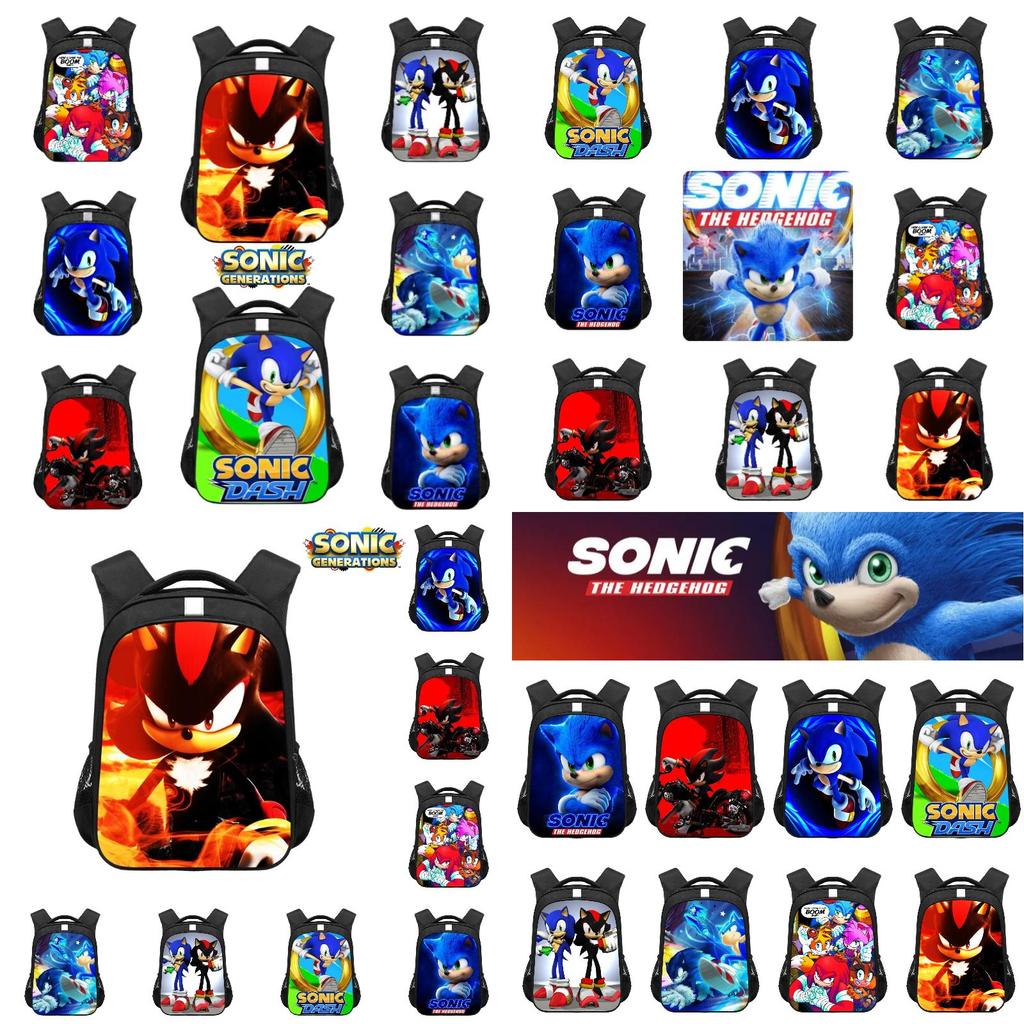 New Sonic Children's Backpack For Boys And Girls Cartoon Trendy School Bag Medium Size 20-35l Capacity