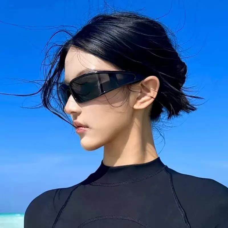 Y2k Outdoor Sunglasses Sports Narrow Frame Cycling Sunglasses Fashion Curved Trendy Sunglasses 66304