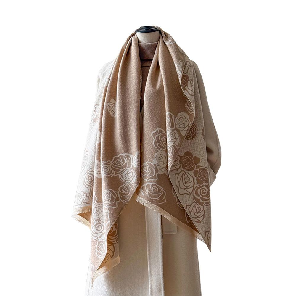 Thick Fringe Shawl Warm Winter Pashmina Shawl Cozy Imitation Cashmere Scarf  for Women