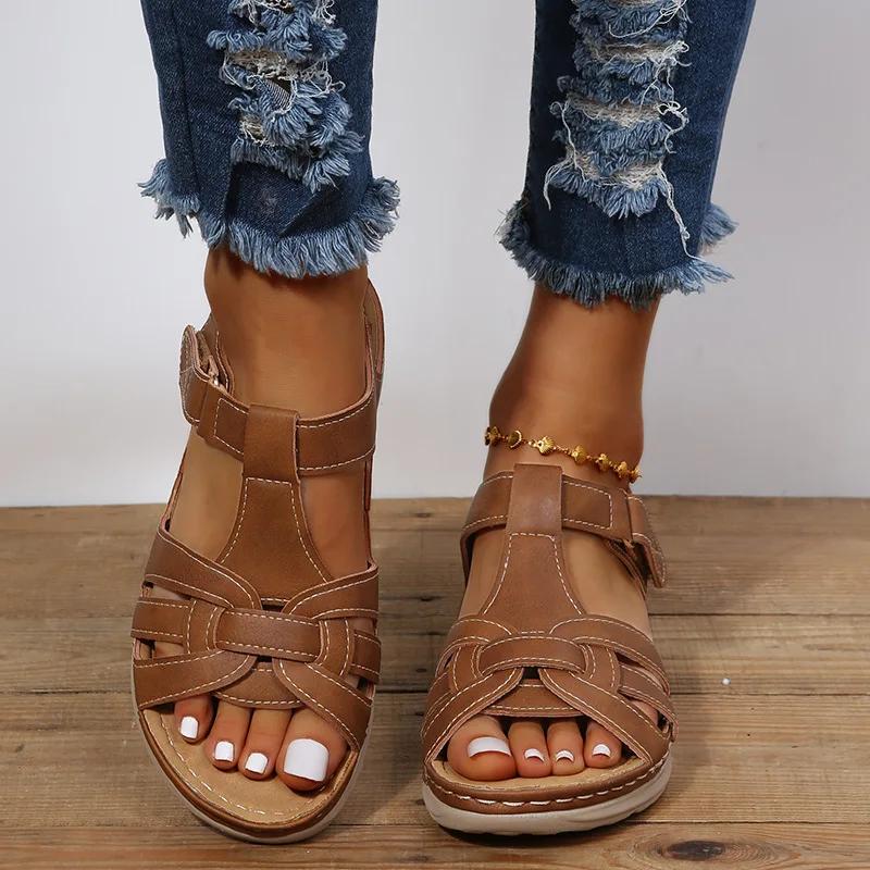 Fashion Women's Simple Wedge Sandals Casual Ankle Strap Platform Sandals Women's Comfortable Sandals