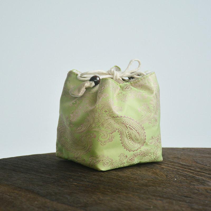 Čínská brokátová taška na čajovou soupravu Víčko na konvičku Miska Ochranná látková taška do exteriéru Jednoduchý hrnek na čaj Silná kapsa na svazek 8x9cm