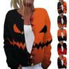 Women's Halloween Print Long Sleeve Knit Cardigan Button Down Coat