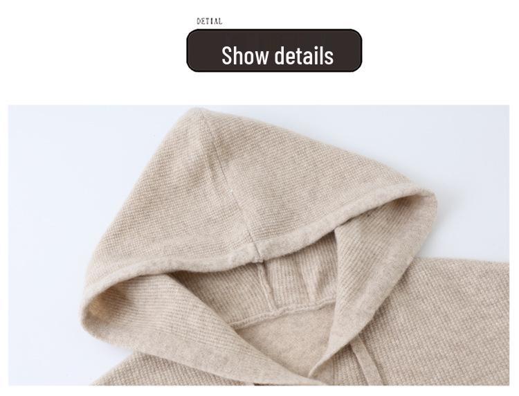 Women's Hooded Pure Wool Knit Cardigan - New Autumn/Winter Casual Outer Layer & Warm Short Sweater Coat