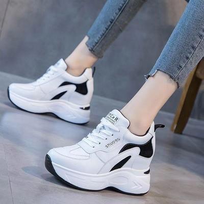 Scarpe Vulcanizzate da Donna alla Moda Nuove Scarpe con Zeppa Stringate Scarpe da Ginnastica Casual da Donna Scarpa Sportiva Antiscivolo a Suola Spessa Tenis De Mujer